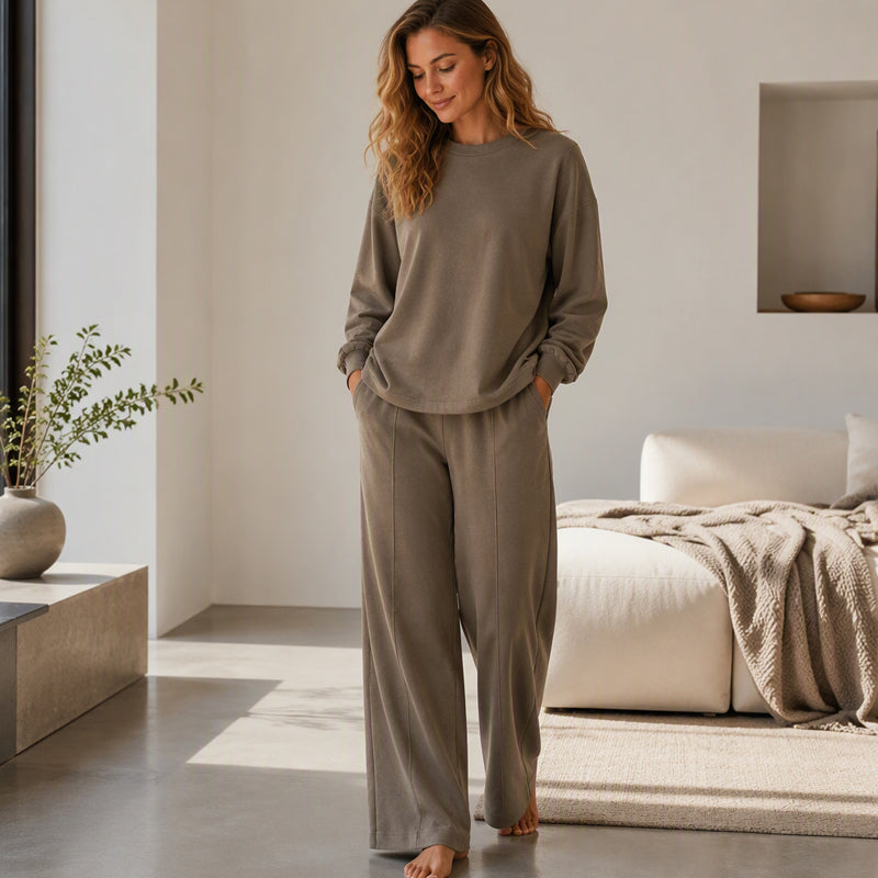 💖Black Friday Mega Deal – 50% off!💖 ☕️Women's Relaxed Top & Wide Leg Pants 2-Piece Set