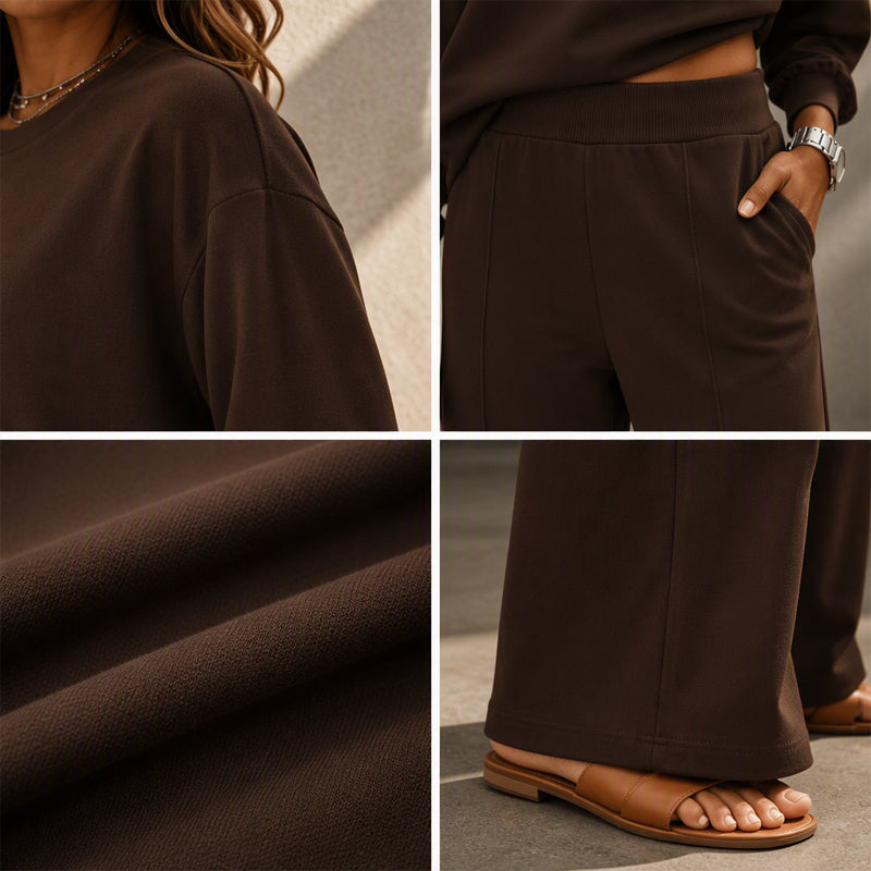 💖Black Friday Mega Deal – 50% off!💖 ☕️Women's Relaxed Top & Wide Leg Pants 2-Piece Set