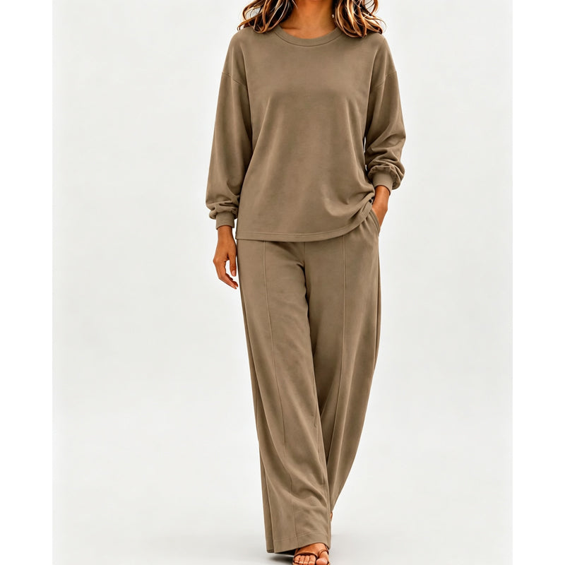 💖Black Friday Mega Deal – 50% off!💖 ☕️Women's Relaxed Top & Wide Leg Pants 2-Piece Set
