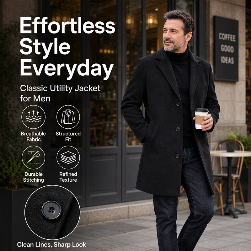🧥 Men's Classic Mid-Length Single-Breasted Coat