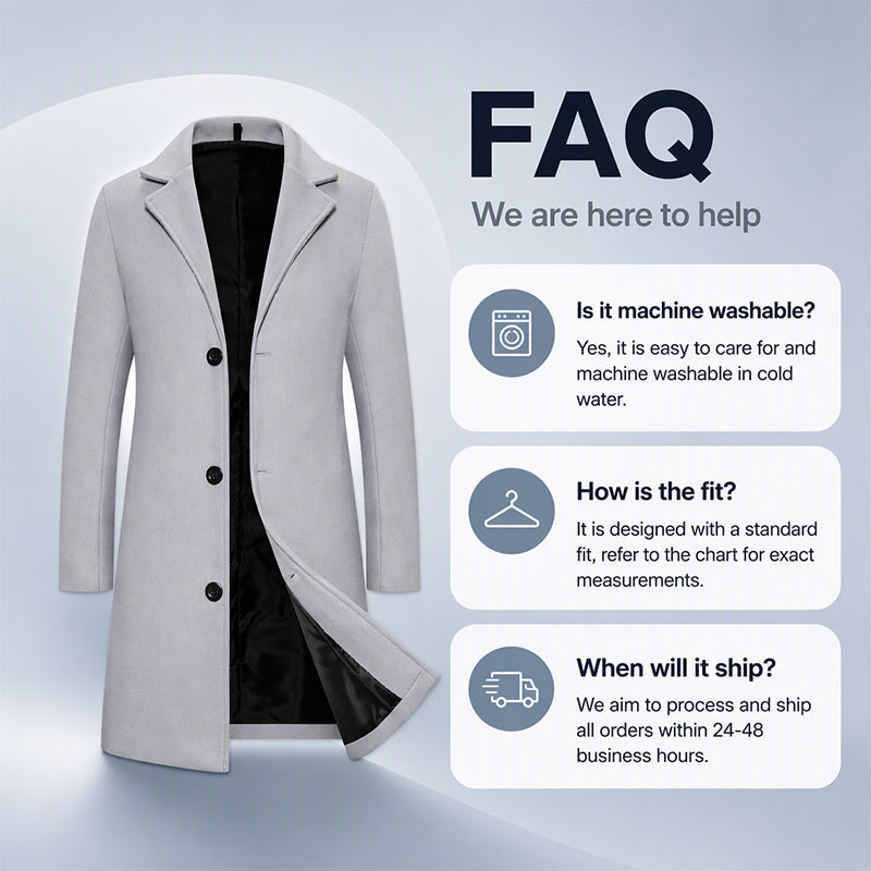 🧥 Men's Classic Mid-Length Single-Breasted Coat
