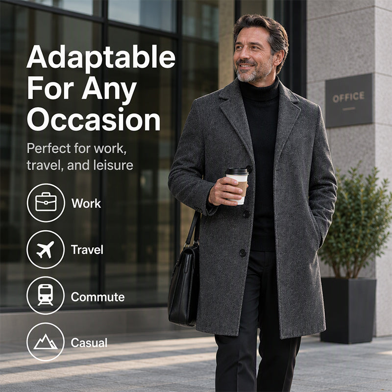 🧥 Men's Classic Mid-Length Single-Breasted Coat