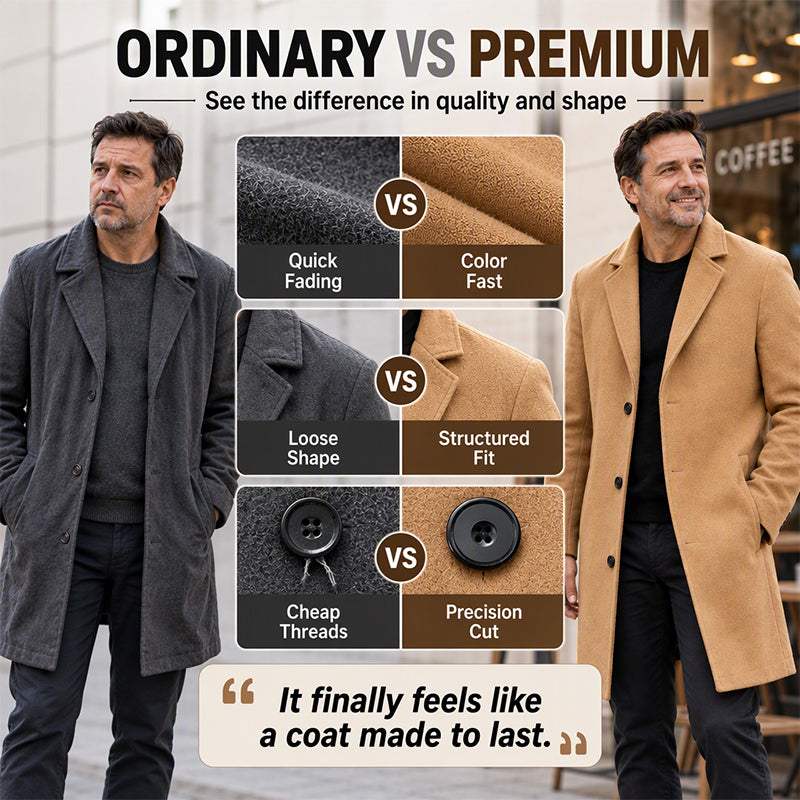 🧥 Men's Classic Mid-Length Single-Breasted Coat