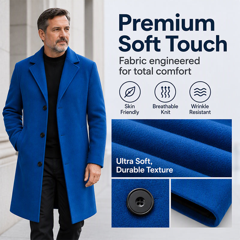 🧥 Men's Classic Mid-Length Single-Breasted Coat