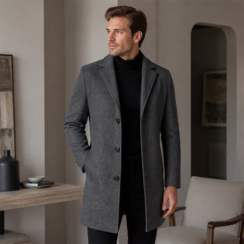🧥 Men's Classic Mid-Length Single-Breasted Coat