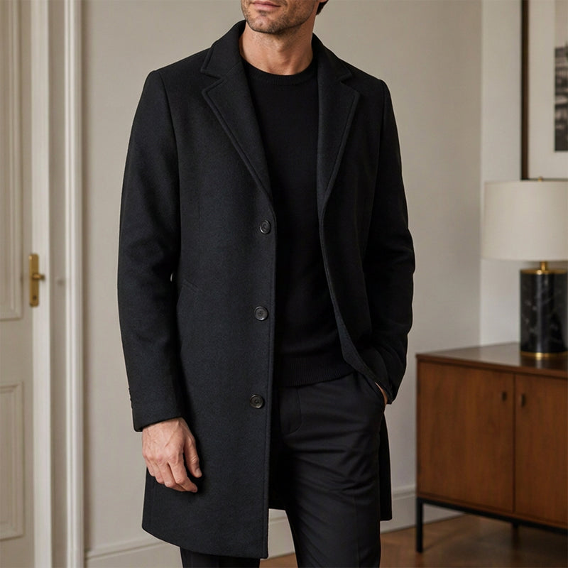 🧥 Men's Classic Mid-Length Single-Breasted Coat