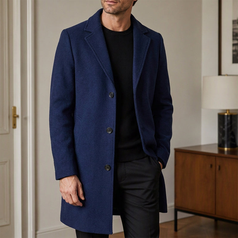 🧥 Men's Classic Mid-Length Single-Breasted Coat