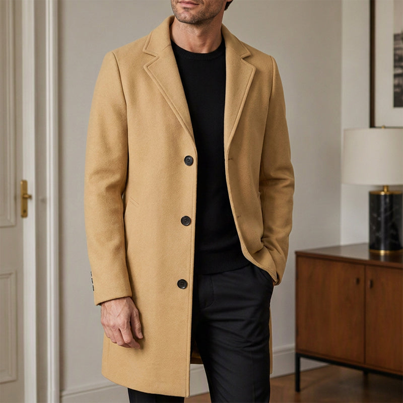 🧥 Men's Classic Mid-Length Single-Breasted Coat
