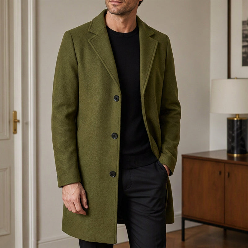 🧥 Men's Classic Mid-Length Single-Breasted Coat