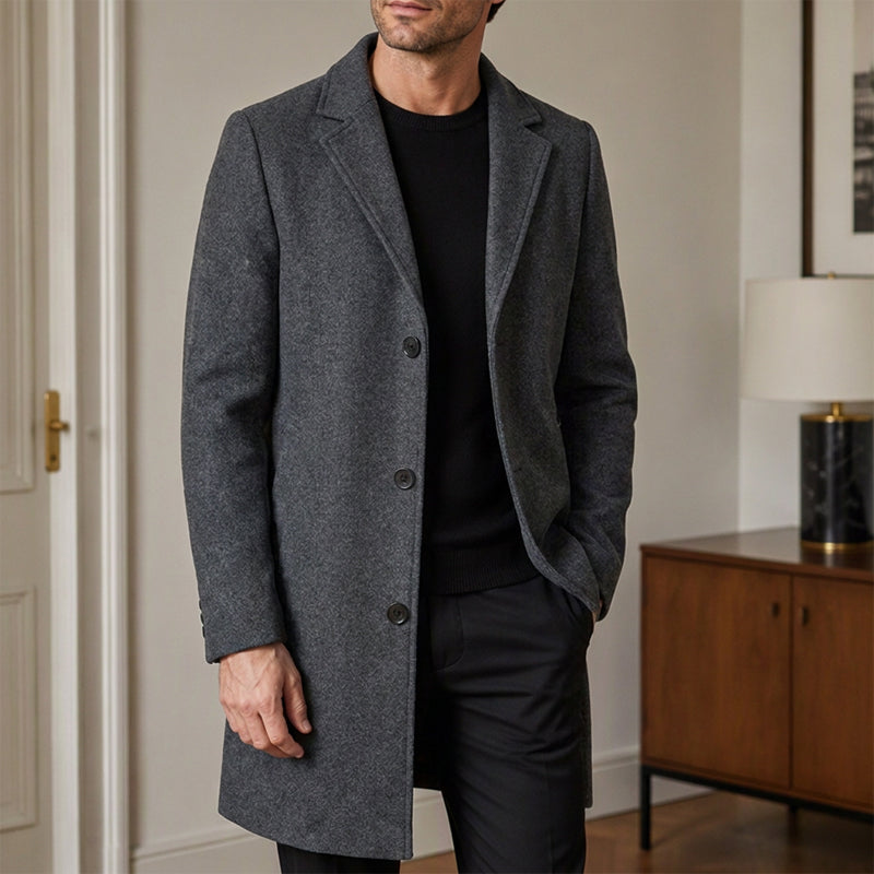 🧥 Men's Classic Mid-Length Single-Breasted Coat