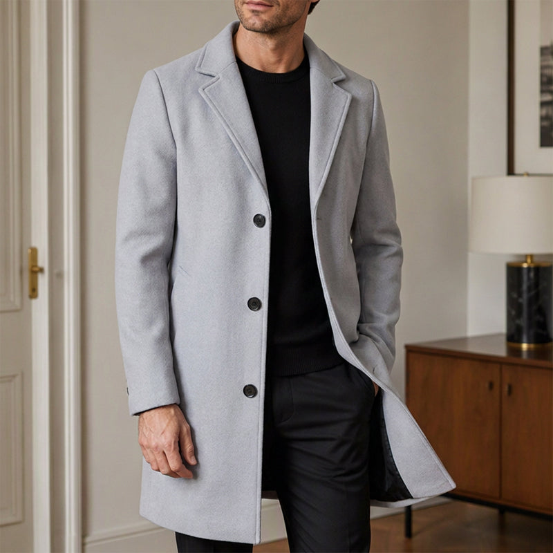🧥 Men's Classic Mid-Length Single-Breasted Coat