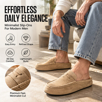 🤎 Men's Faux Suede Platform Slip-On Half Slippers