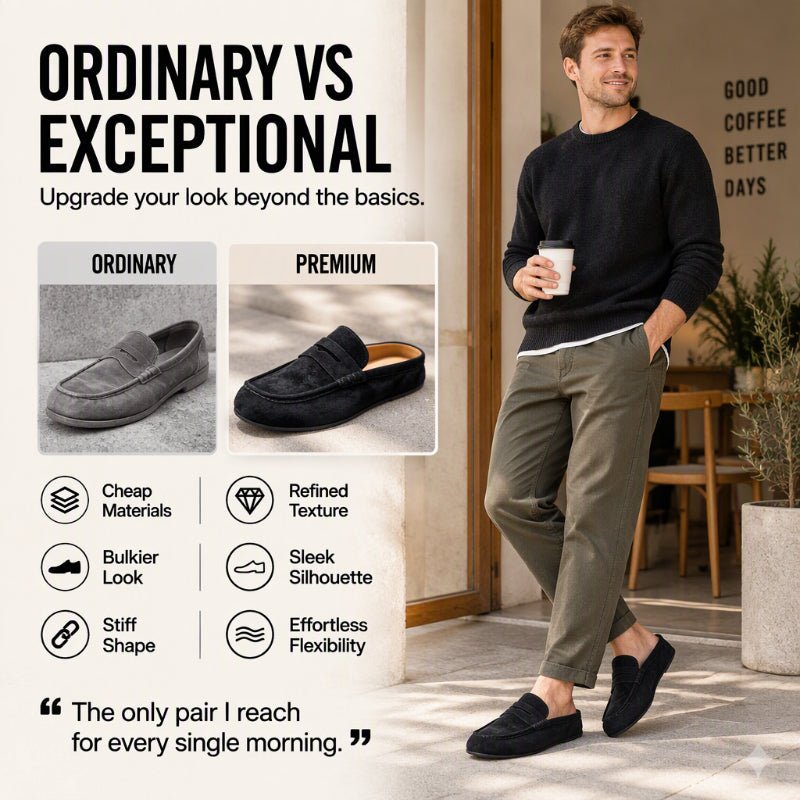 🤎 Men's Faux Suede Platform Slip-On Half Slippers