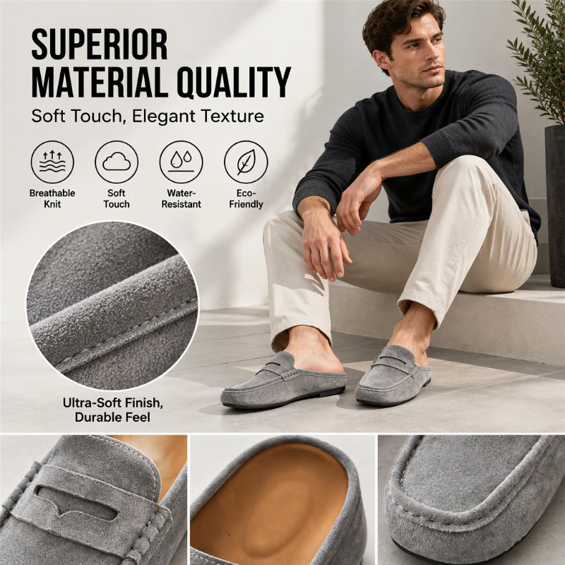 🤎 Men's Faux Suede Platform Slip-On Half Slippers