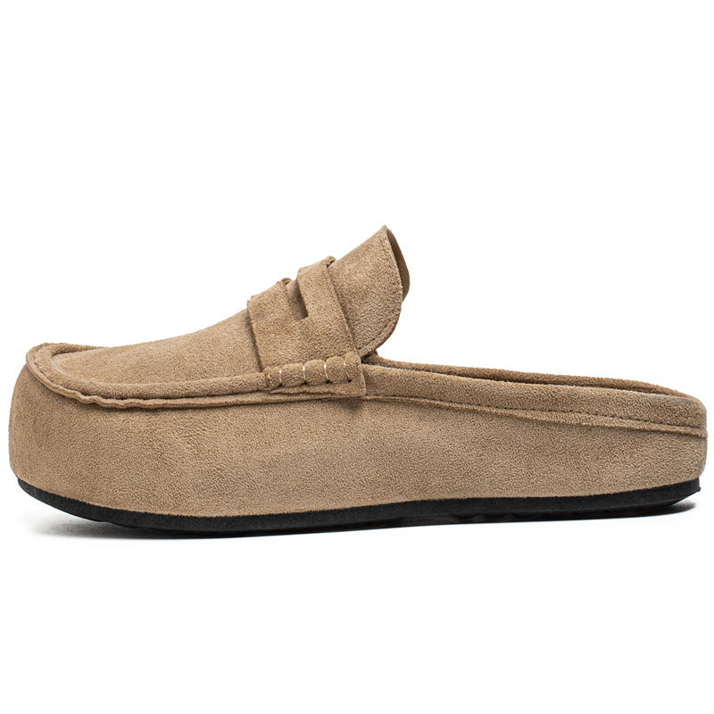🤎 Men's Faux Suede Platform Slip-On Half Slippers