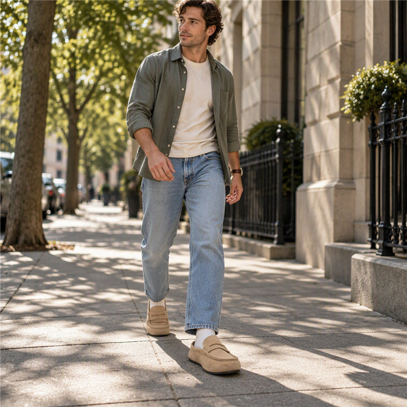 🤎 Men's Faux Suede Platform Slip-On Half Slippers