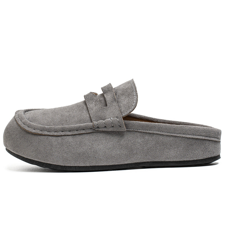🤎 Men's Faux Suede Platform Slip-On Half Slippers