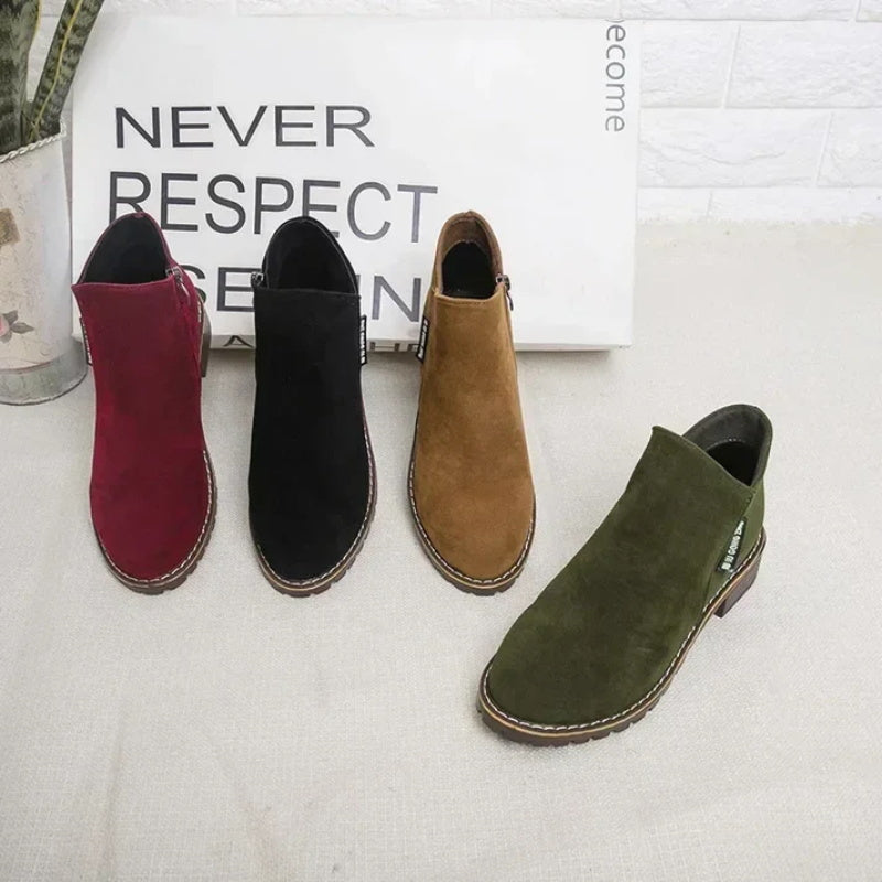 👢Women's Side Zipper Low Heel Ankle Boots