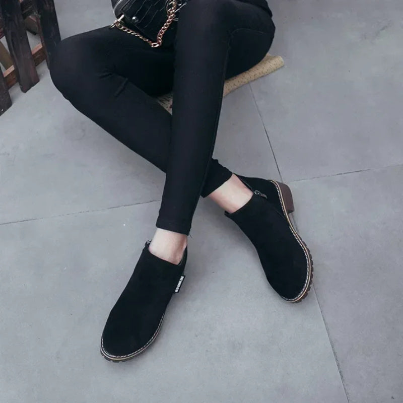 👢Women's Side Zipper Low Heel Ankle Boots