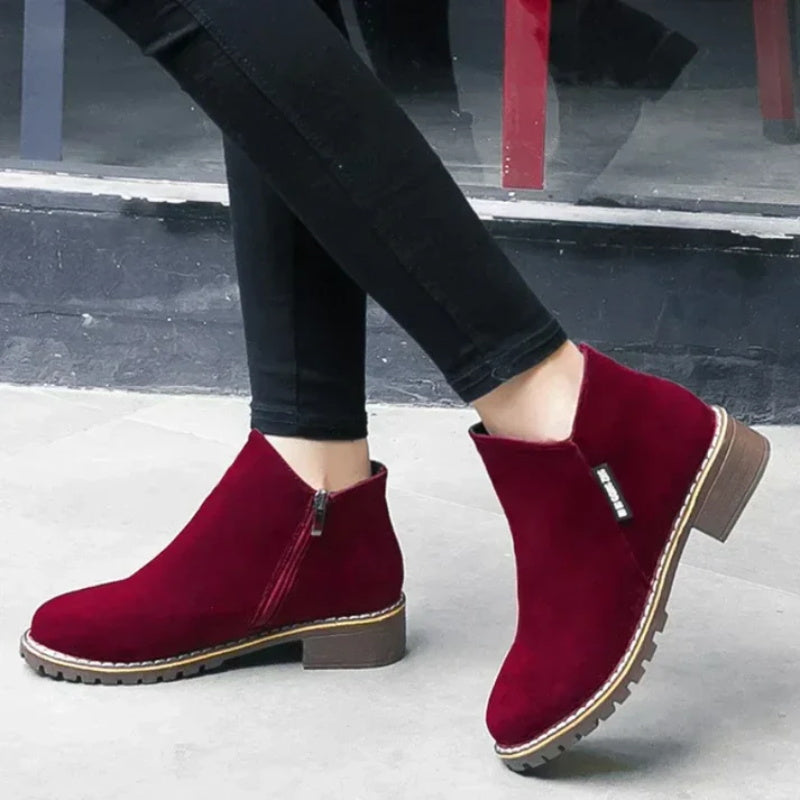 👢Women's Side Zipper Low Heel Ankle Boots