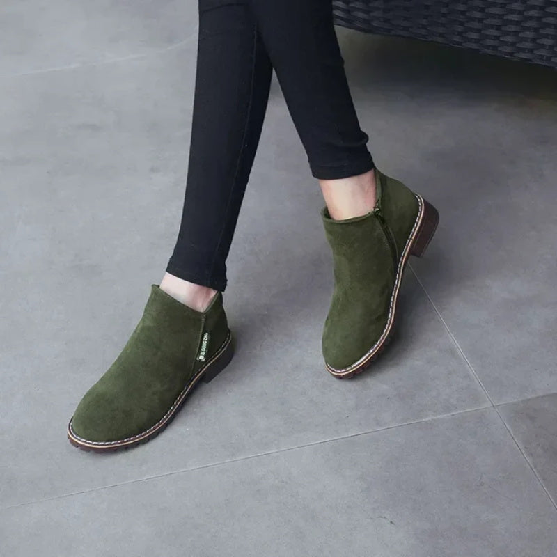 👢Women's Side Zipper Low Heel Ankle Boots