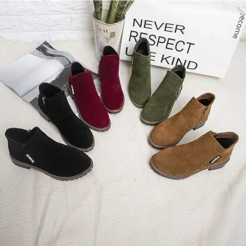 👢Women's Side Zipper Low Heel Ankle Boots