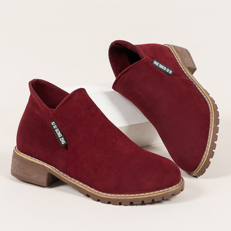 👢Women's Side Zipper Low Heel Ankle Boots