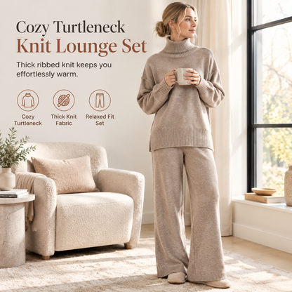 ❄️Women Loose Turtleneck Sweater and Knit Pants Set Casual Thick Warm Fall Winter Two Piece Outfit