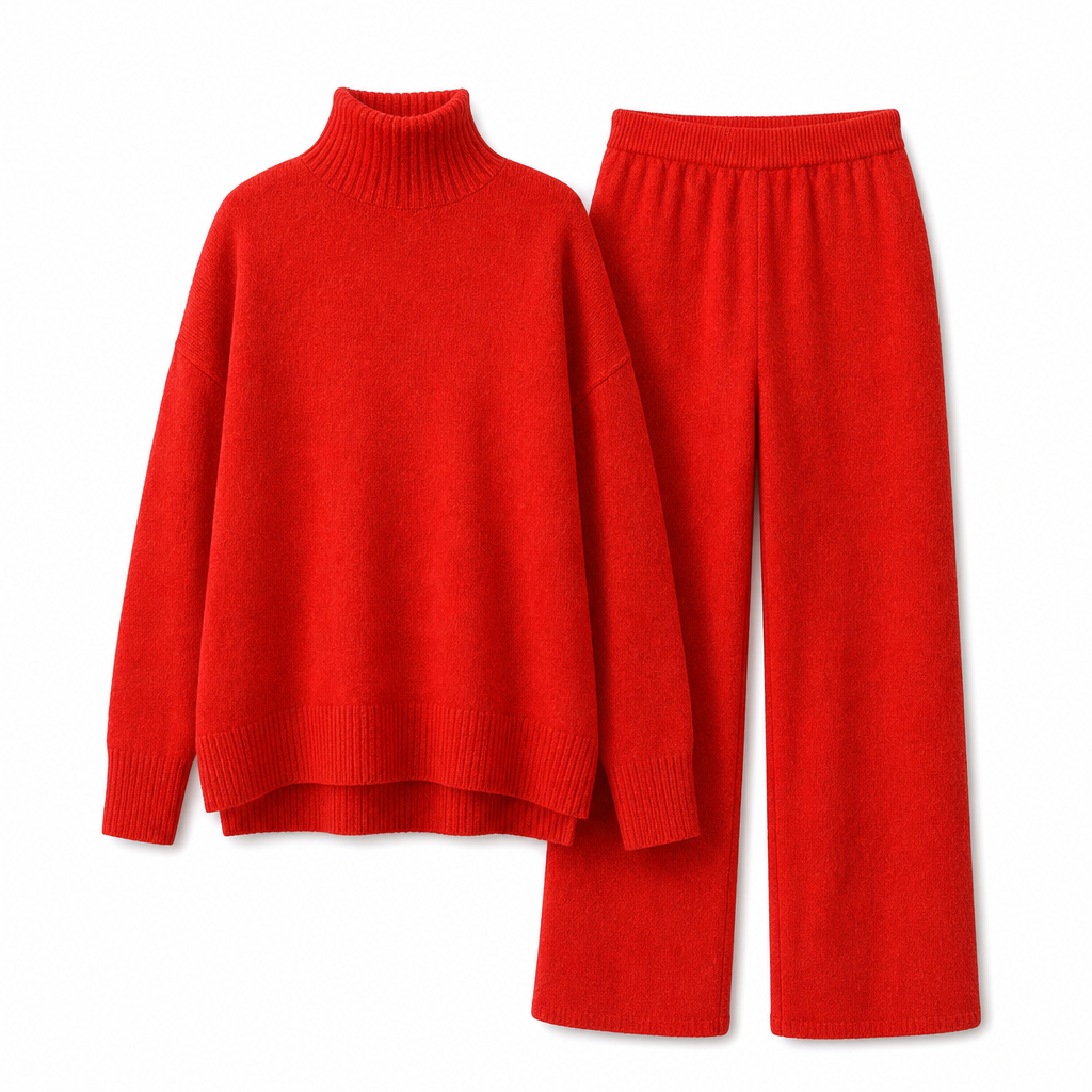 ❄️Women Loose Turtleneck Sweater and Knit Pants Set Casual Thick Warm Fall Winter Two Piece Outfit