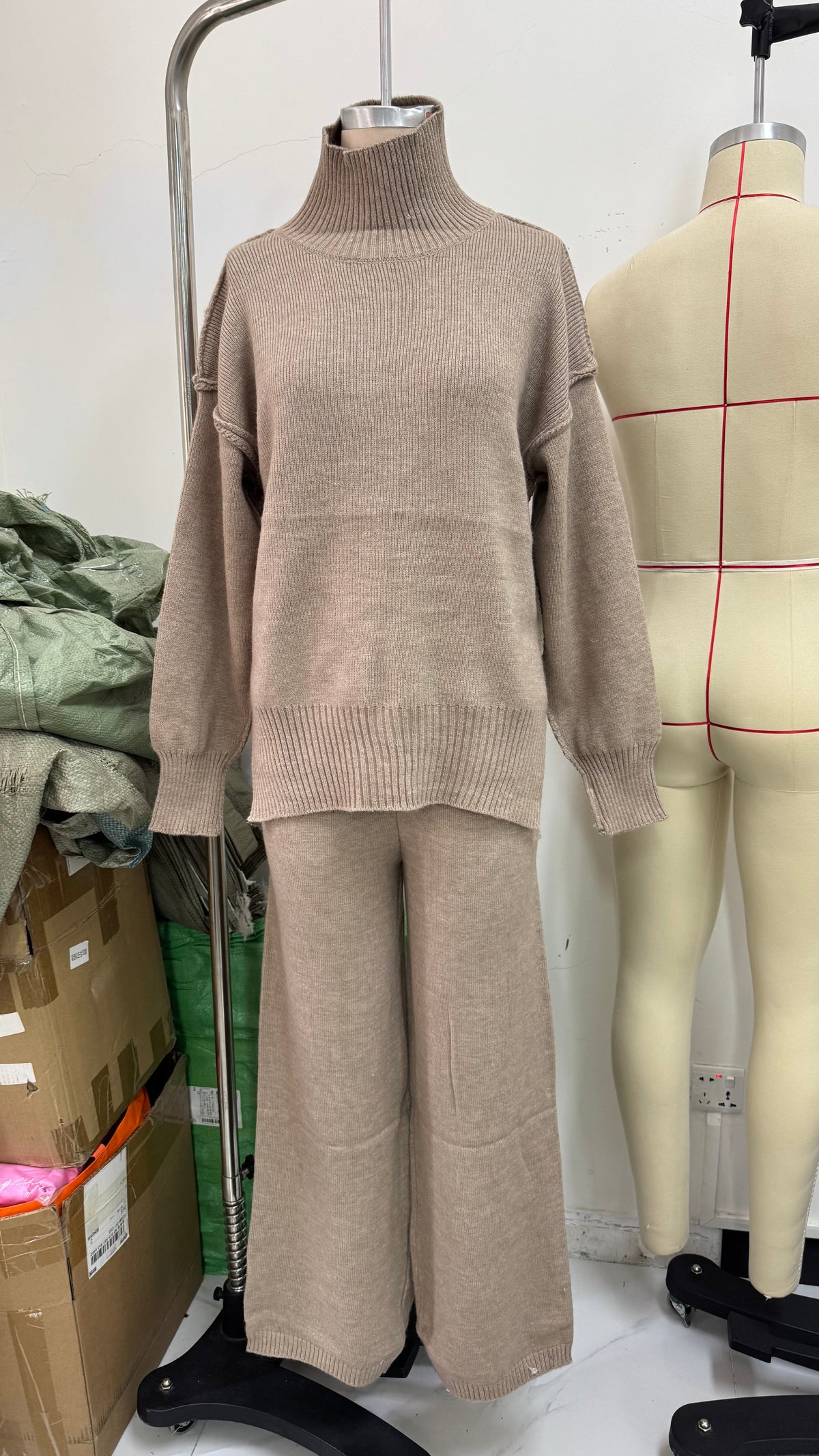 ❄️Women Loose Turtleneck Sweater and Knit Pants Set Casual Thick Warm Fall Winter Two Piece Outfit