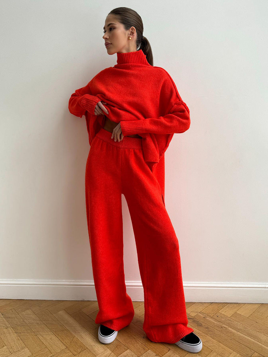 ❄️Women Loose Turtleneck Sweater and Knit Pants Set Casual Thick Warm Fall Winter Two Piece Outfit