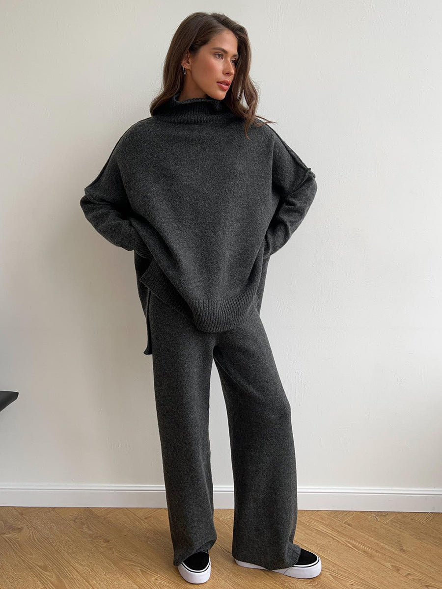 ❄️Women Loose Turtleneck Sweater and Knit Pants Set Casual Thick Warm Fall Winter Two Piece Outfit