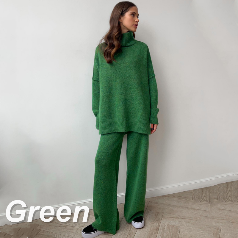 ❄️Women Loose Turtleneck Sweater and Knit Pants Set Casual Thick Warm Fall Winter Two Piece Outfit