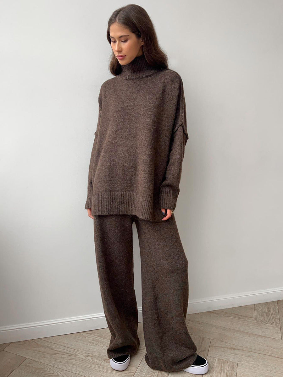 ❄️Women Loose Turtleneck Sweater and Knit Pants Set Casual Thick Warm Fall Winter Two Piece Outfit