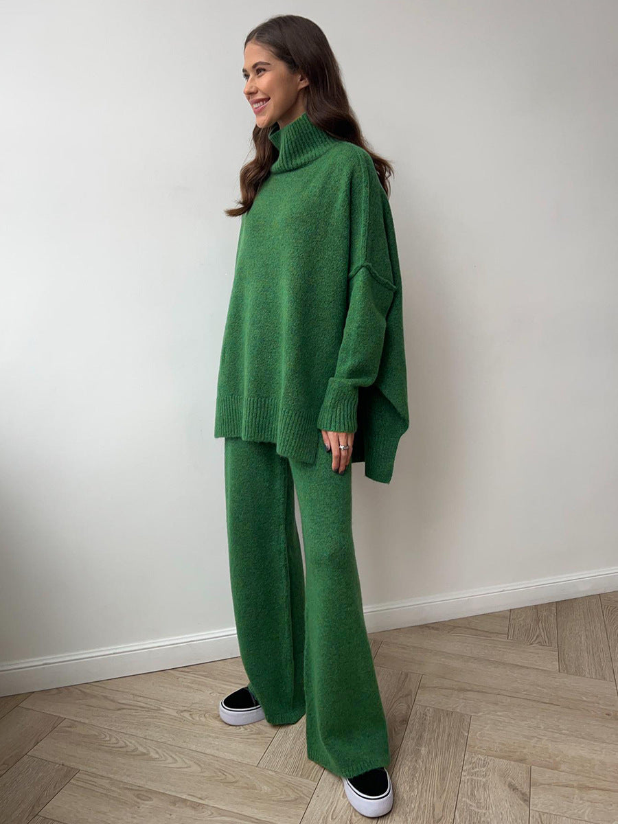 ❄️Women Loose Turtleneck Sweater and Knit Pants Set Casual Thick Warm Fall Winter Two Piece Outfit