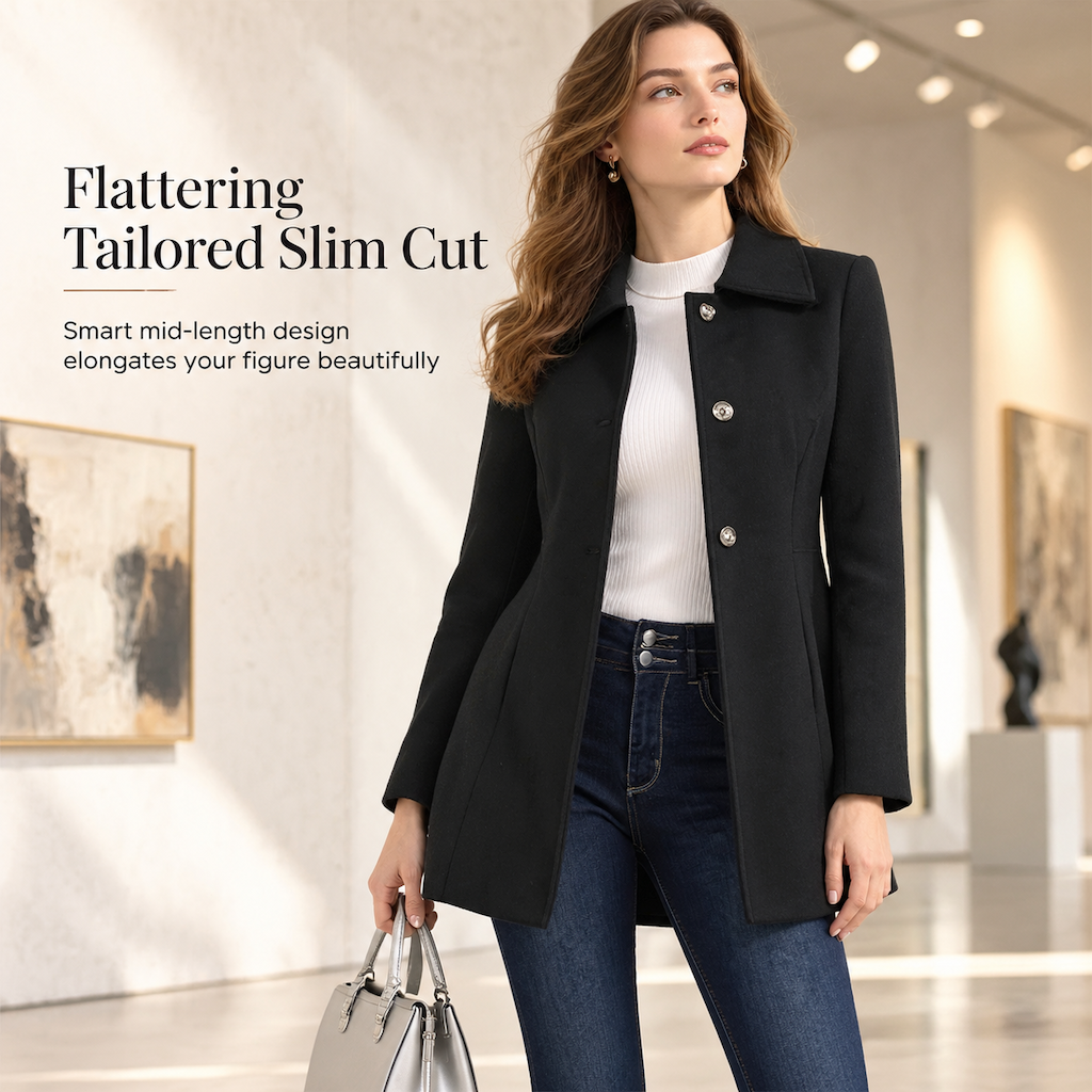 ✨ Women Elegant Mid-Length Plaid Trench Coat Versatile Autumn Winter