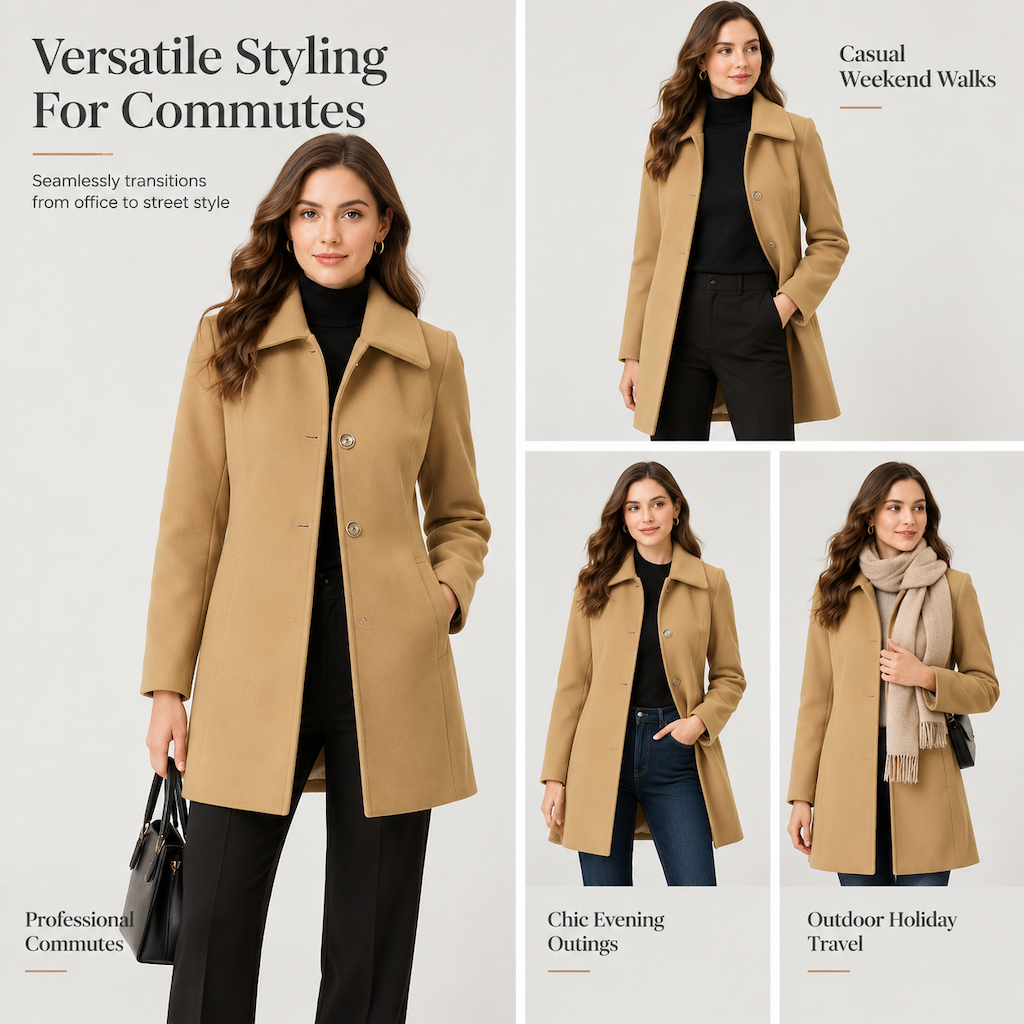 ✨ Women Elegant Mid-Length Plaid Trench Coat Versatile Autumn Winter