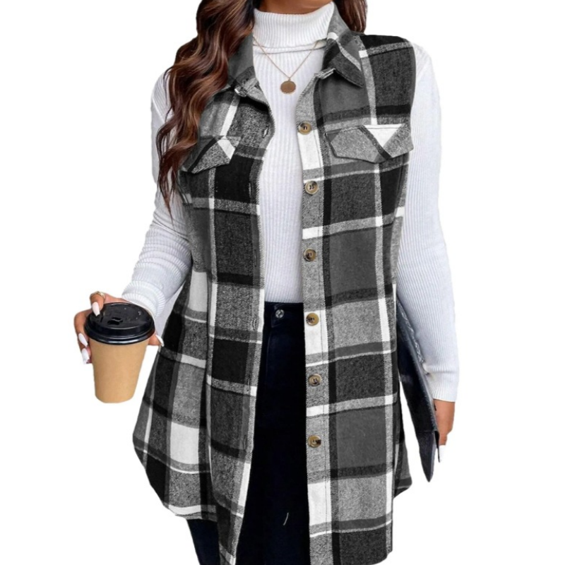 ✨Women's Plaid Button Down Vest Shirt with Pockets