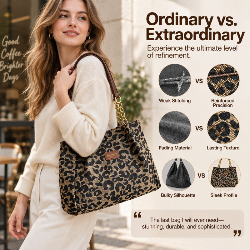 🐆 Retro Leopard Print Tote Bag for Women