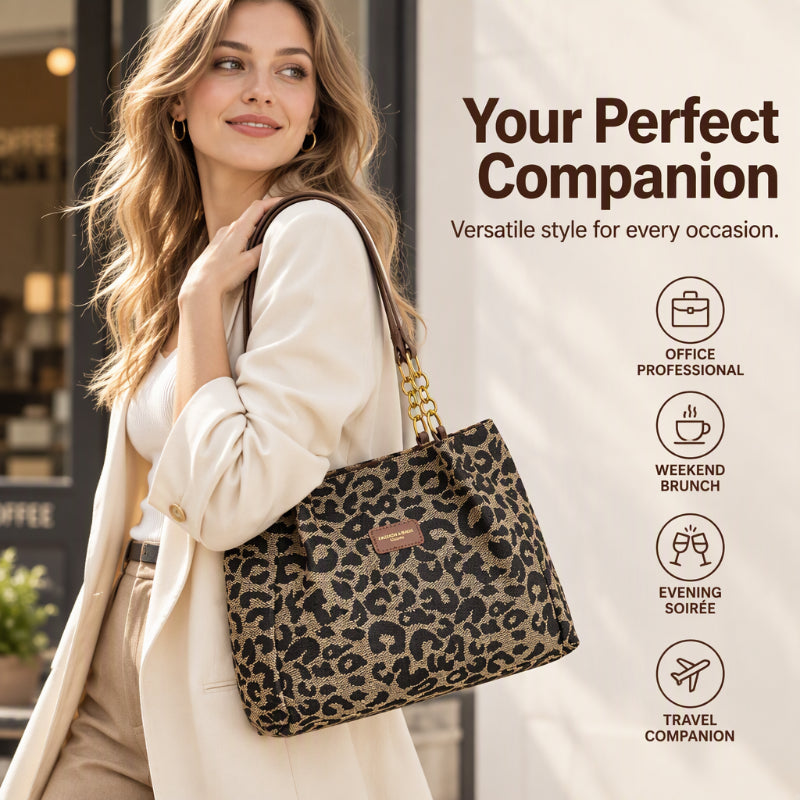🐆 Retro Leopard Print Tote Bag for Women