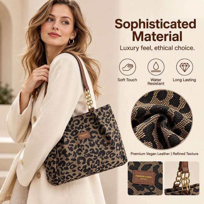 🐆 Retro Leopard Print Tote Bag for Women
