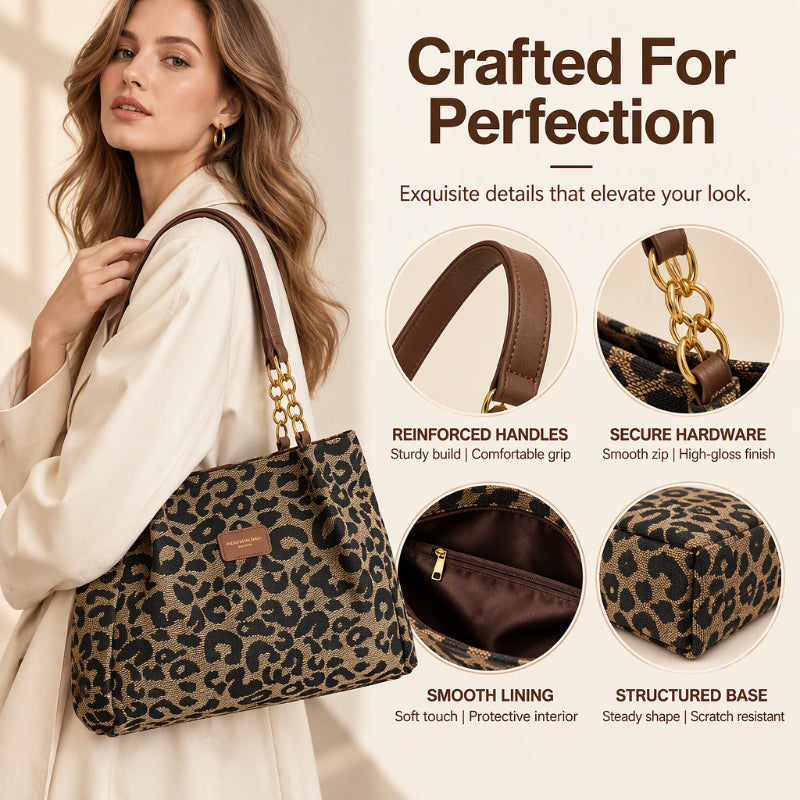 🐆 Retro Leopard Print Tote Bag for Women