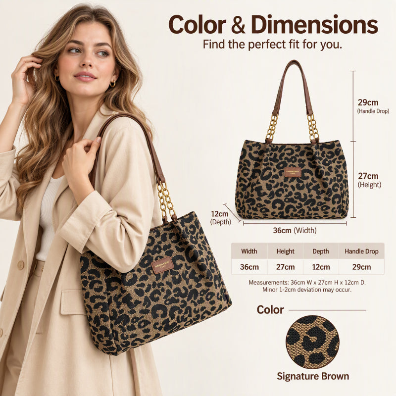 🐆 Retro Leopard Print Tote Bag for Women