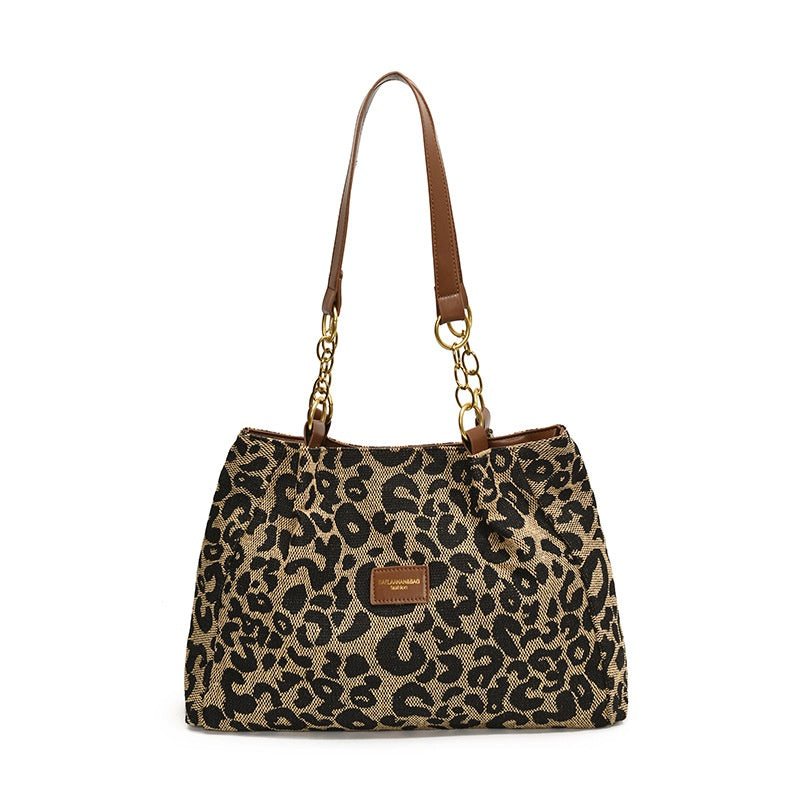 🐆 Retro Leopard Print Tote Bag for Women