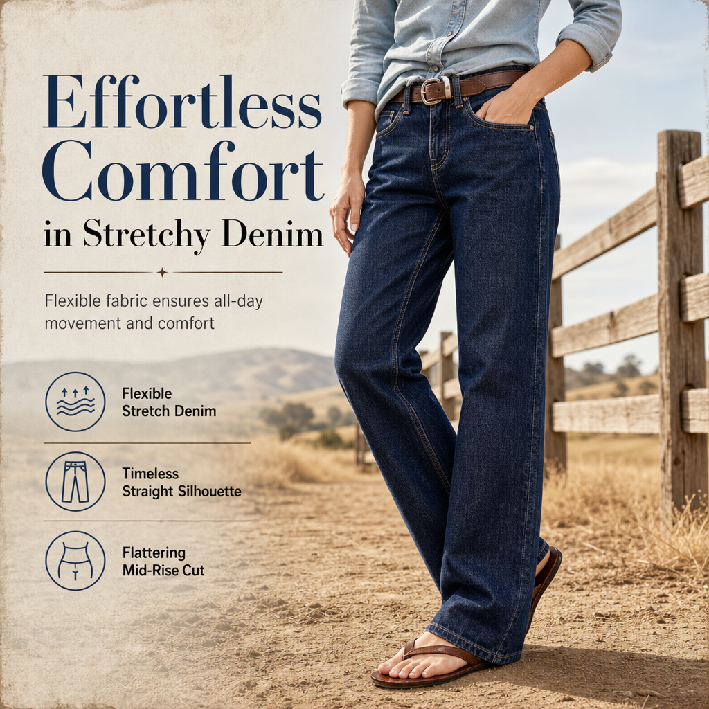 👖 Women's Classic Straight Leg Stretchy Denim Jeans