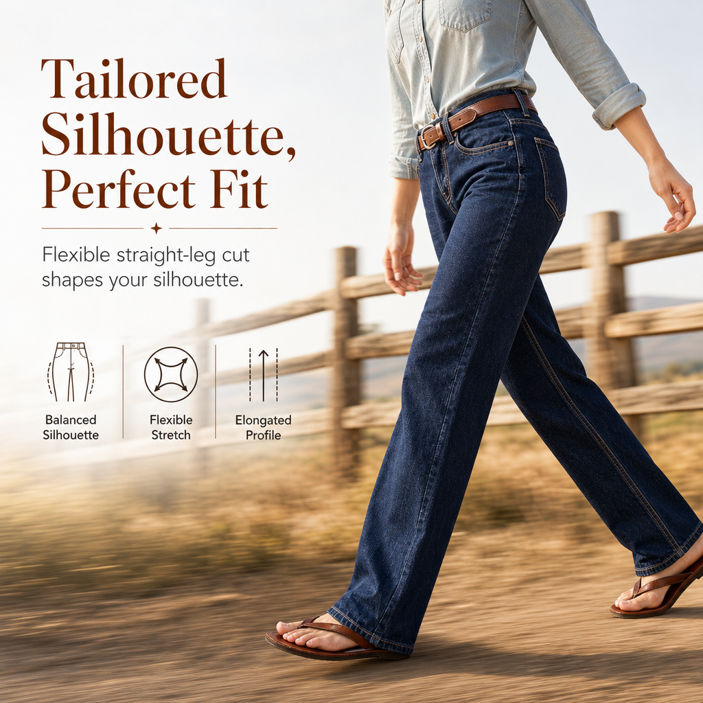 👖 Women's Classic Straight Leg Stretchy Denim Jeans