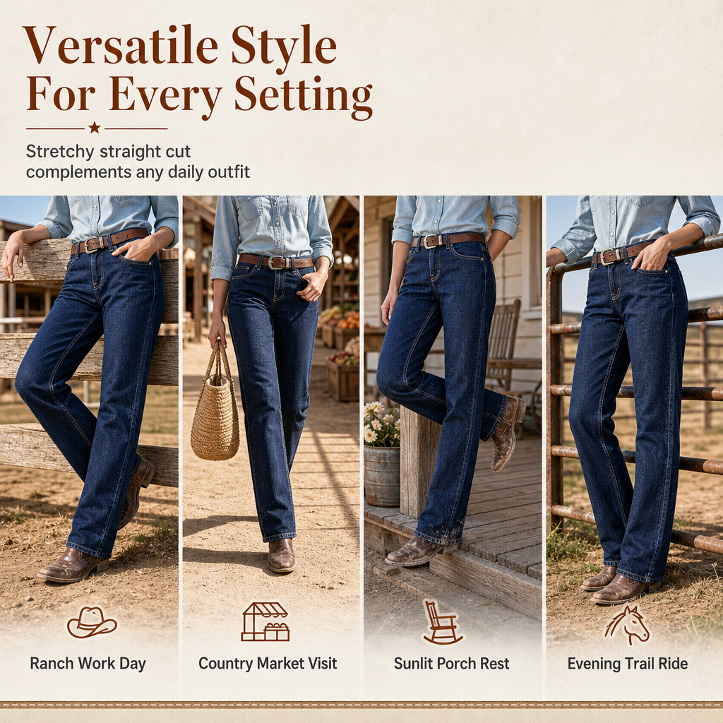👖 Women's Classic Straight Leg Stretchy Denim Jeans