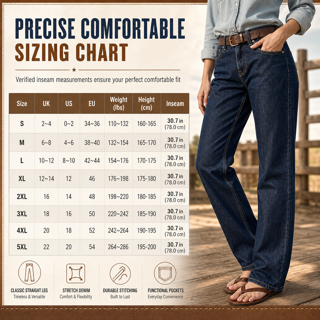 👖 Women's Classic Straight Leg Stretchy Denim Jeans