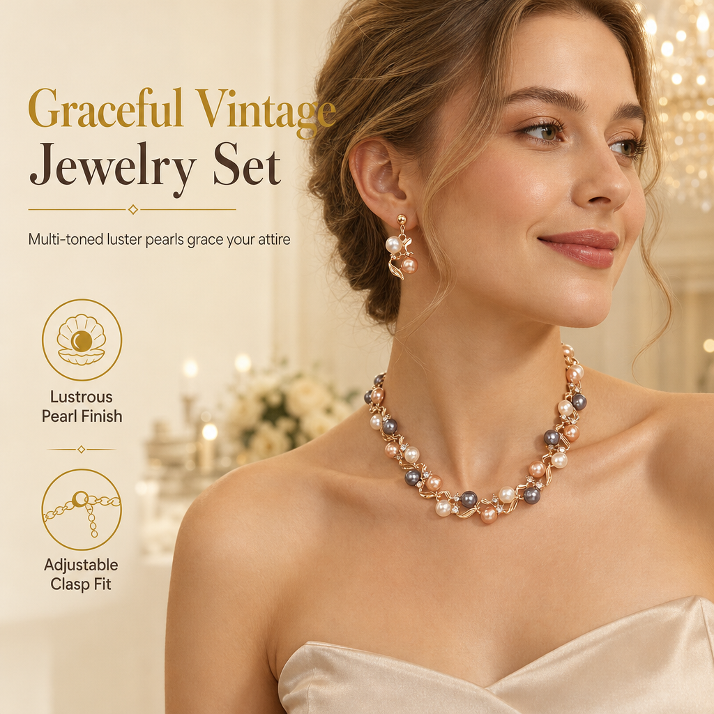 💕 50% OFF💫Vintage Floral Jewelry Set – 2-Piece Leaf & Flower Bridal Accessories for Women