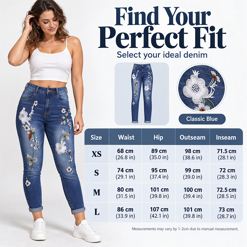 🌺 Women's Stretchy Floral Embroidered Skinny Jeans